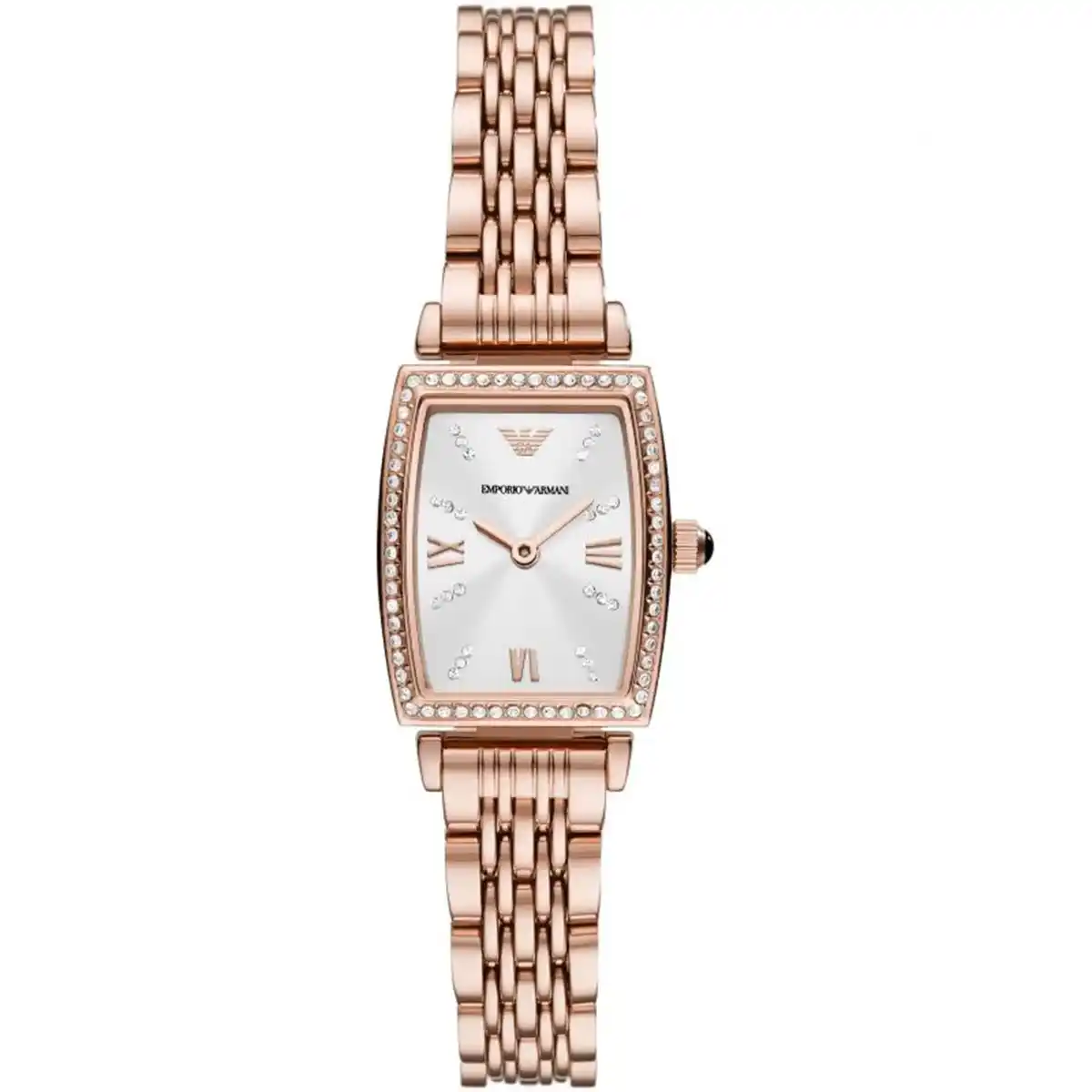 ar11406-emporio-armani-original-watch-square-women-crystals-silver-dial-metal-rose-gold-strap-gianni-t-bar-egypt ساعة امبوريو ارماني للنساء AR11406 - الصورة 1