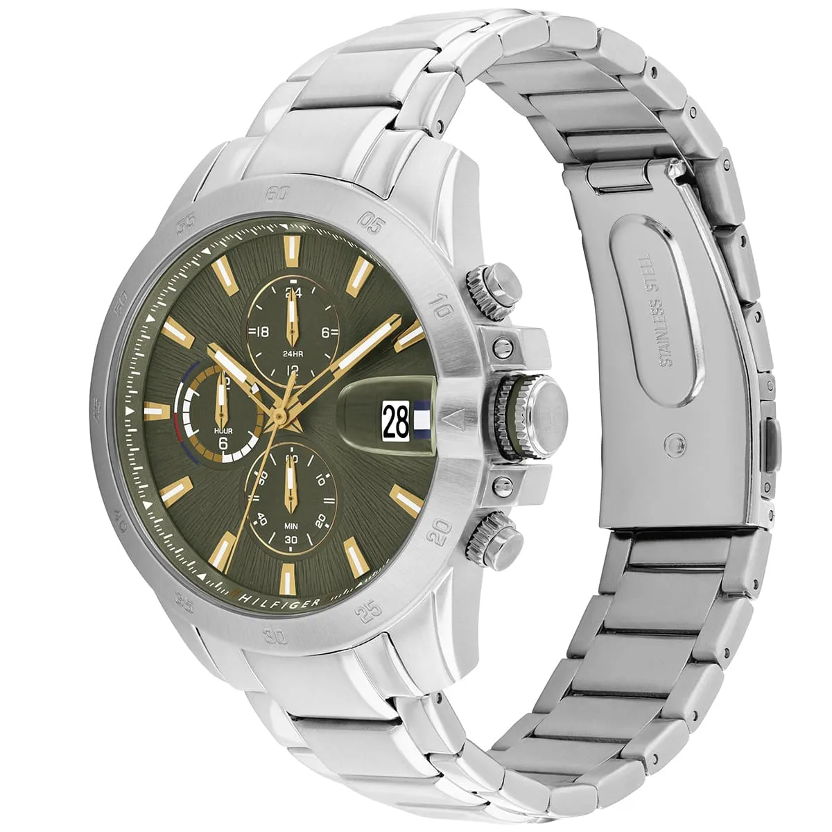 1792197 tommy hilfiger watch men green dial metal stainless steel silver strap quartz analog chronograph jameson 2