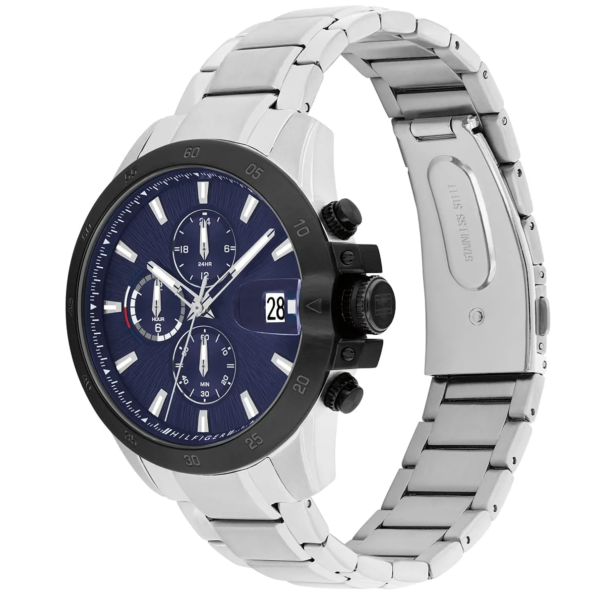 1792198 tommy hilfiger watch men blue dial metal stainless steel silver strap quartz analog chronograph jameson 2
