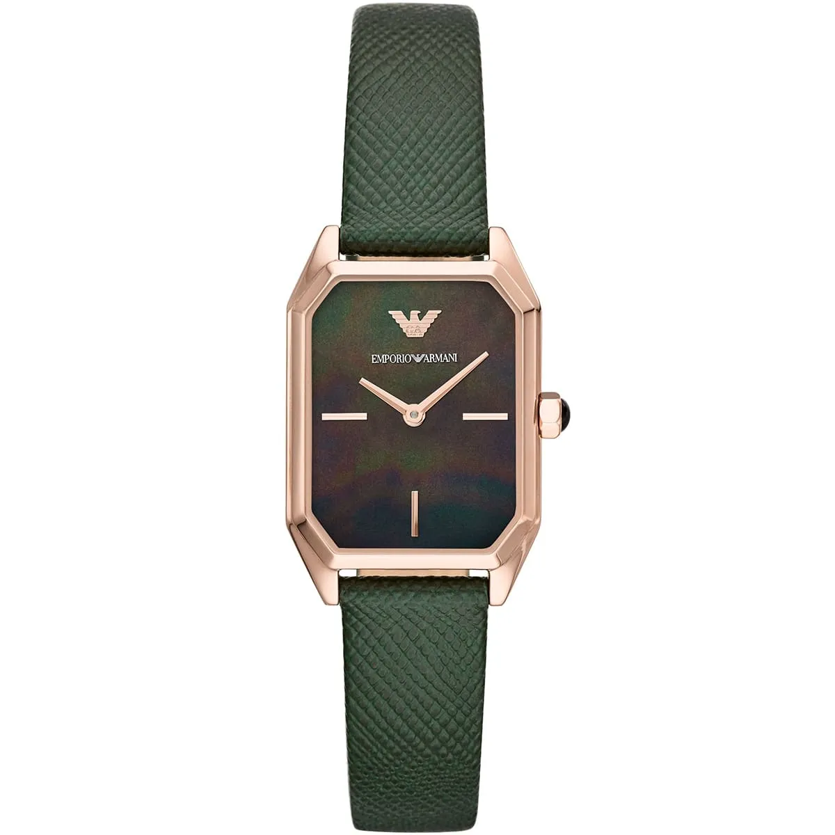 ar11149-emporio-armani-watch-square-women-mother-of-pearl-black-dial-leather-green-strap-quartz-battery-analog-gioia ساعة امبوريو ارماني للنساء AR11149 - الصورة 1