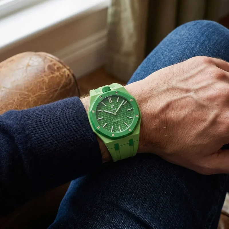 ⁦ساعة Audemars Piguet x Swatch Royal Pop GREEN EIGHT للجنسين⁩ - الصورة ⁦4⁩