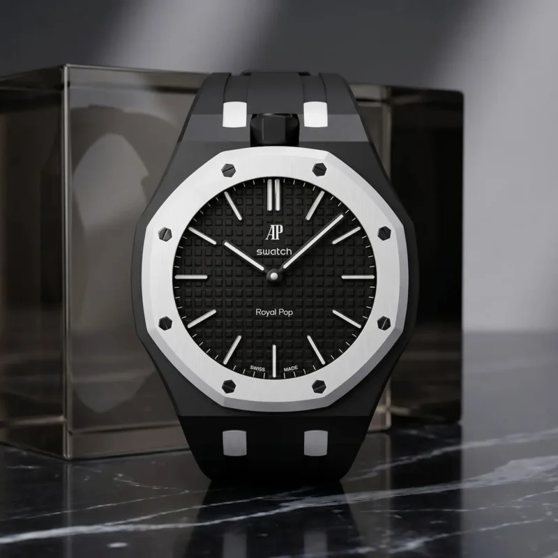 ⁦ساعة Audemars Piguet x Swatch Royal Pop OCHO NEGRO للجنسين⁩ - الصورة ⁦7⁩