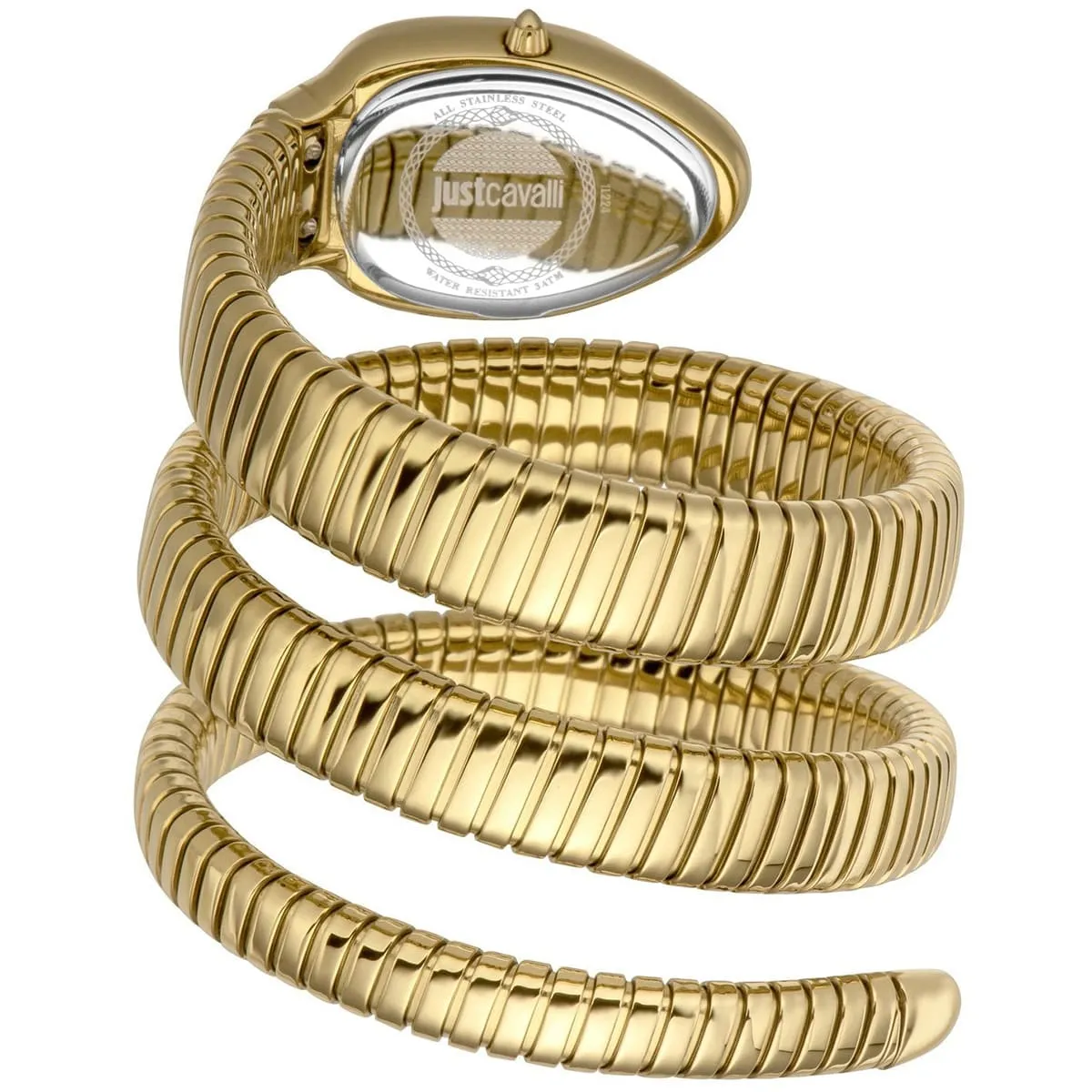 jc1l224m0035 just cavalli watch signature snake women silver dial gold stainless steel strap triple wrap crystals 2
