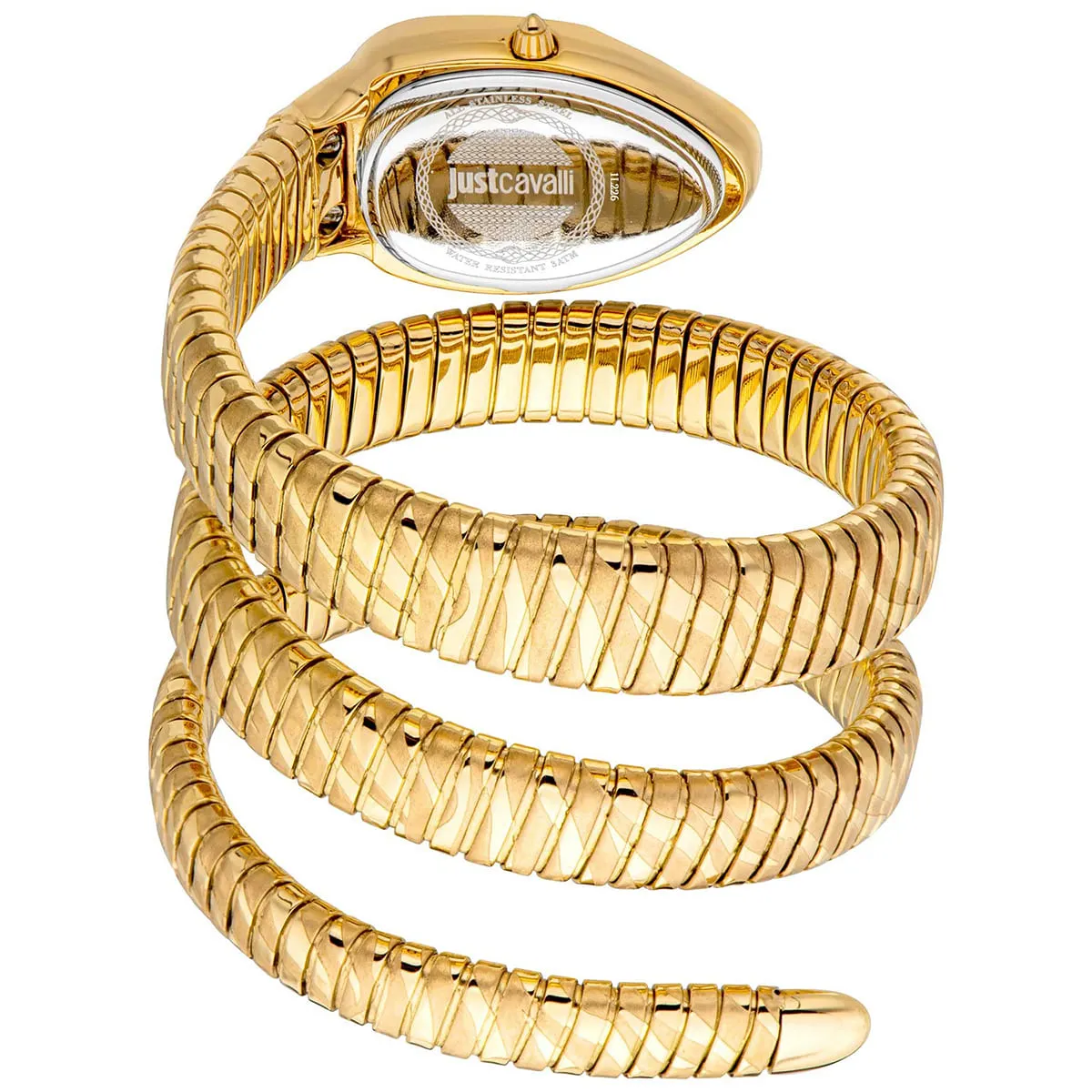 jc1l226m0025 just cavalli watch signature snake women gold silver dial stainless steel strap triple wrap crystals glitter 2