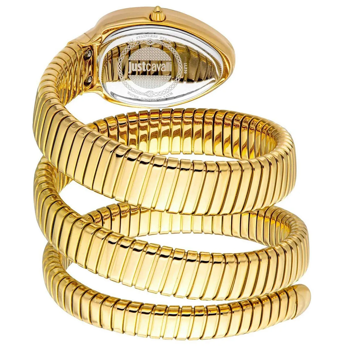jc1l230m0045 just cavalli watch signature snake women green dial gold stainless steel strap triple wrap crystals 2