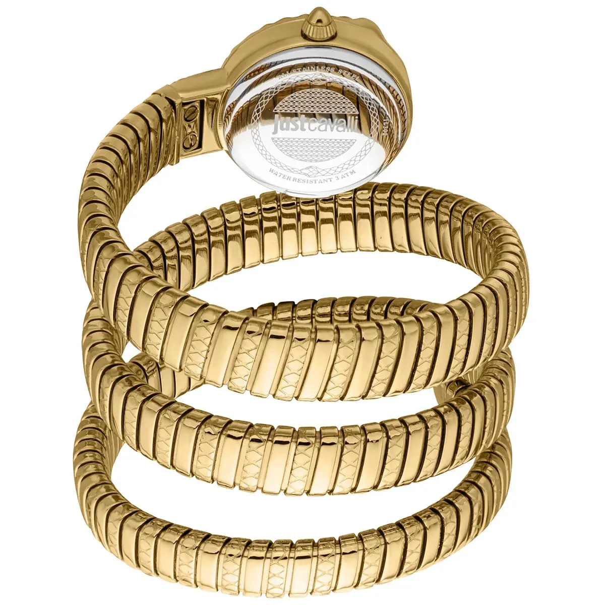 jc1l302m0035 just cavalli watch signature snake women red dial gold stainless steel strap triple wrap crystals 2