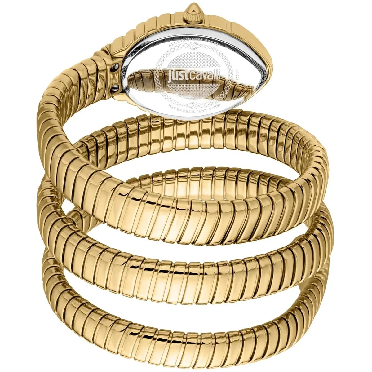 jc1l323m0035 just cavalli watch signature snake women red dial gold stainless steel strap triple wrap crystals 2