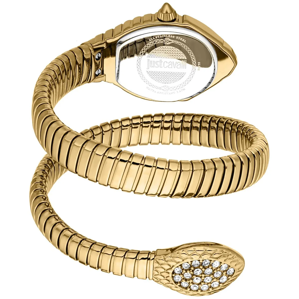 jc1l356m0025 just cavalli watch signature snake women gold dial stainless steel strap double wrap bracelet crystals 2