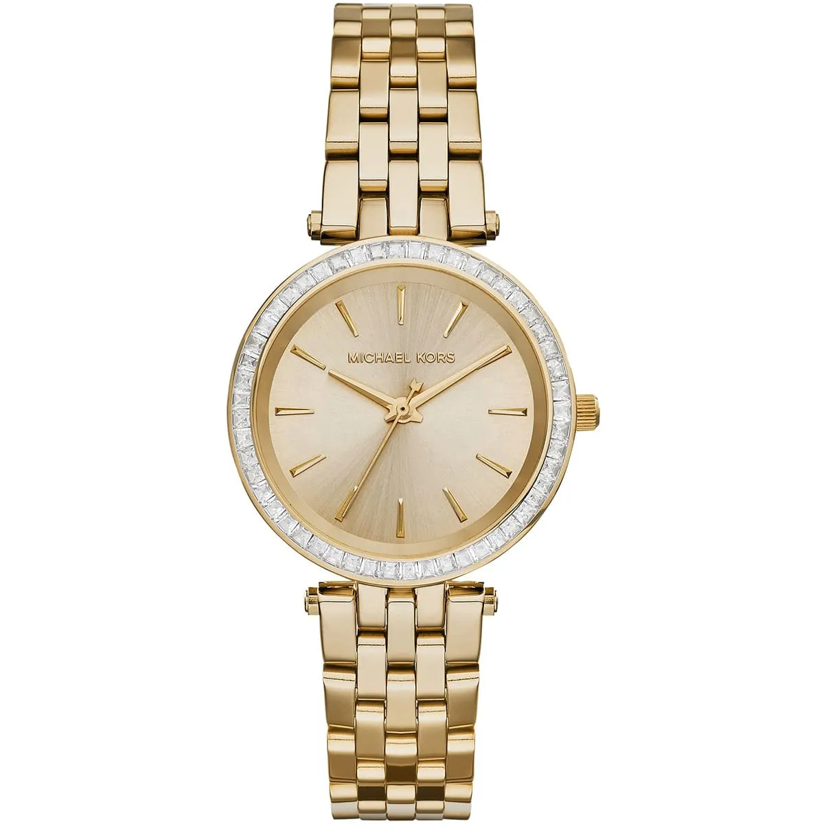 mk3365 michael kors watch women gold dial metal stainless steel golden strap quartz battery analog three hand darci mini