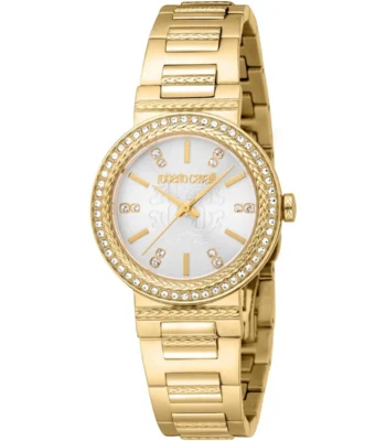 rc5l098m0025 roberto cavalli watch donna glam women silver dial gold stainless steel strap crystals