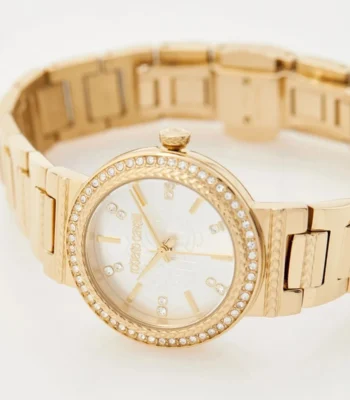rc5l098m0025 roberto cavalli watch donna glam women silver dial gold stainless steel strap crystals 5