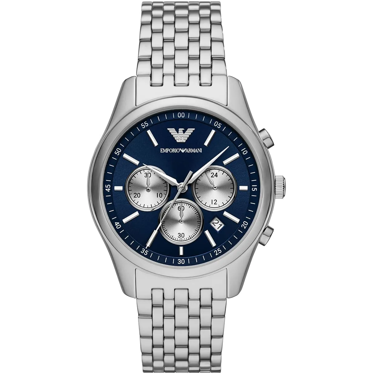 ar11582-emporio-armani-watch-men-blue-dial-metal-stainless-steel-silver-strap-quartz-analog-chronograph-antonio ساعة امبوريو ارماني للرجال AR11582 - الصورة 1