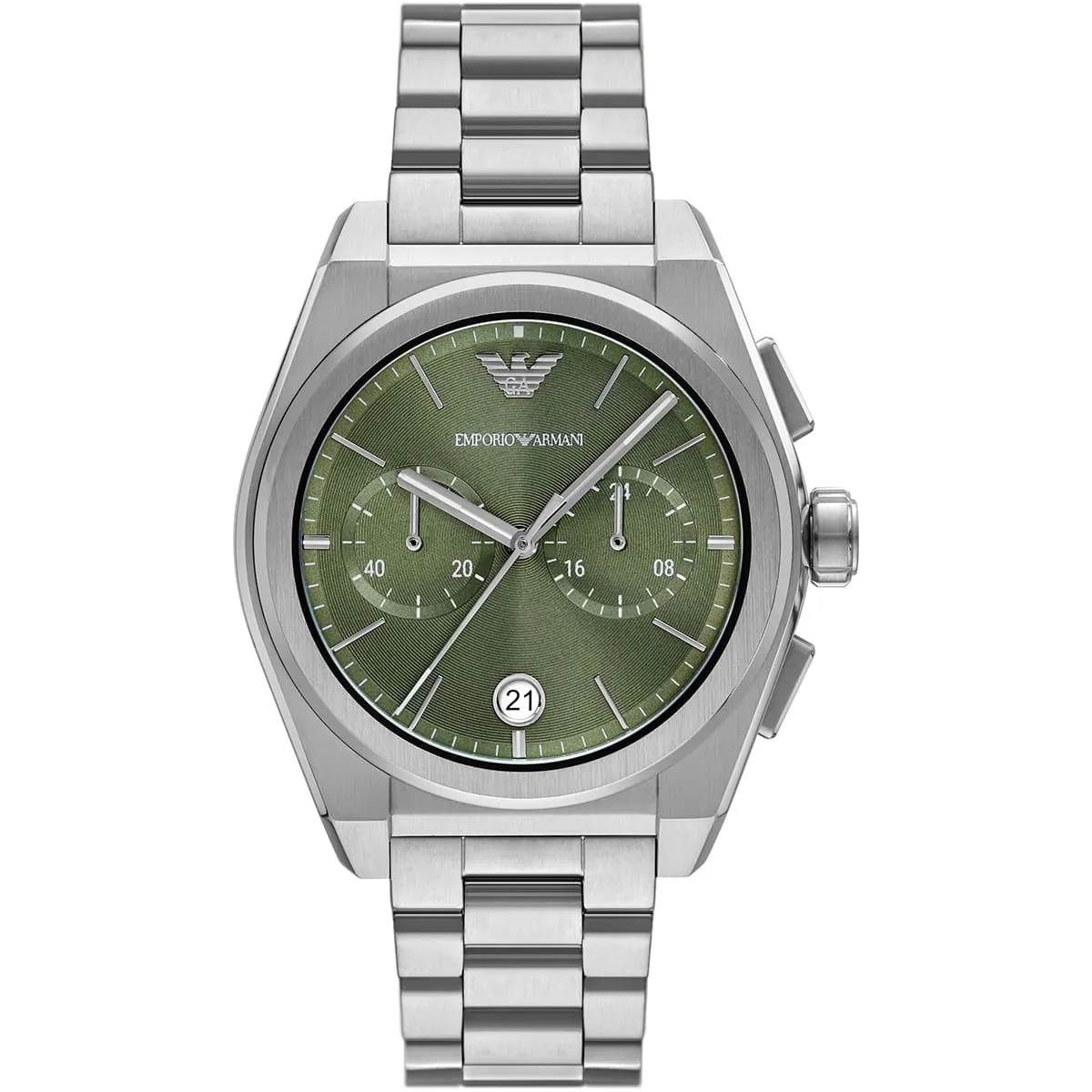 ar11640-emporio-armani-watch-men-green-dial-metal-stainless-steel-silver-strap-quartz-analog-chronograph-federico ساعة امبوريو ارماني للرجال AR11640 - الصورة 1