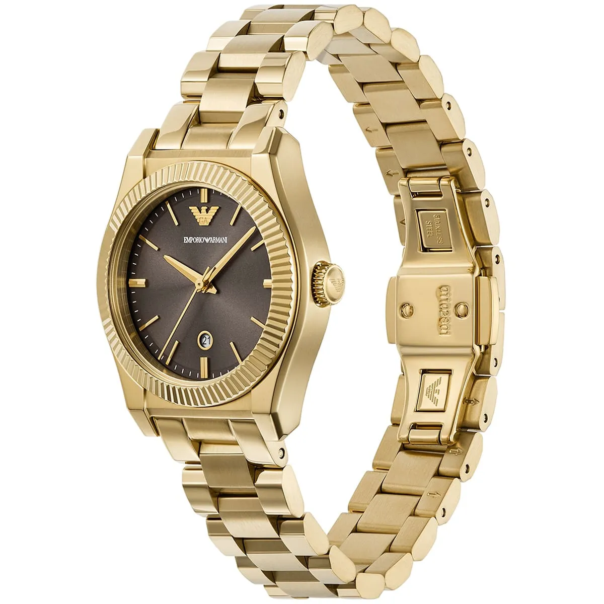 ar11700 emporio armani watch women brown dial metal stainless steel gold strap quartz analog federica 3