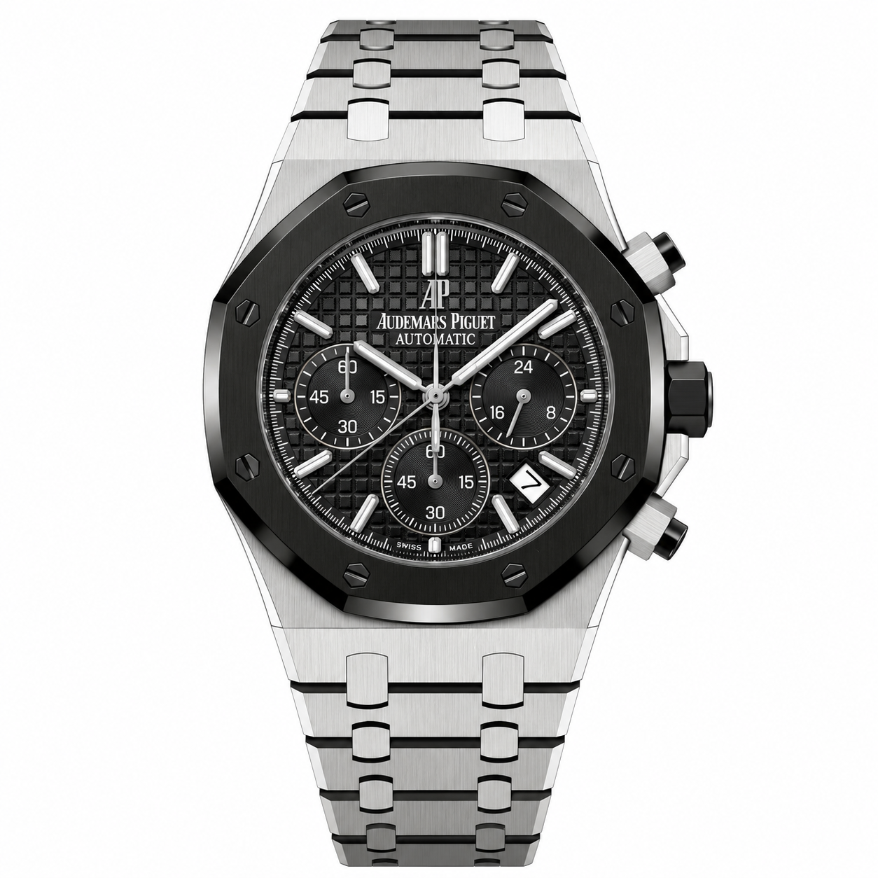 Luxury Black Chronograph Watch on White