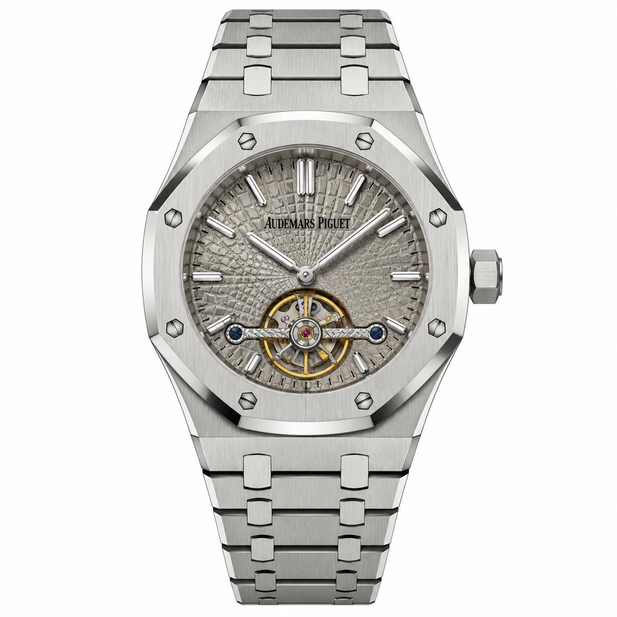 Luxury Silver Octagonal Tourbillon Watch