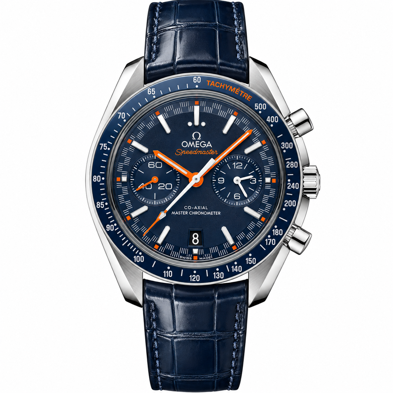 Omega Speedmaster with Navy Crocodile Strap