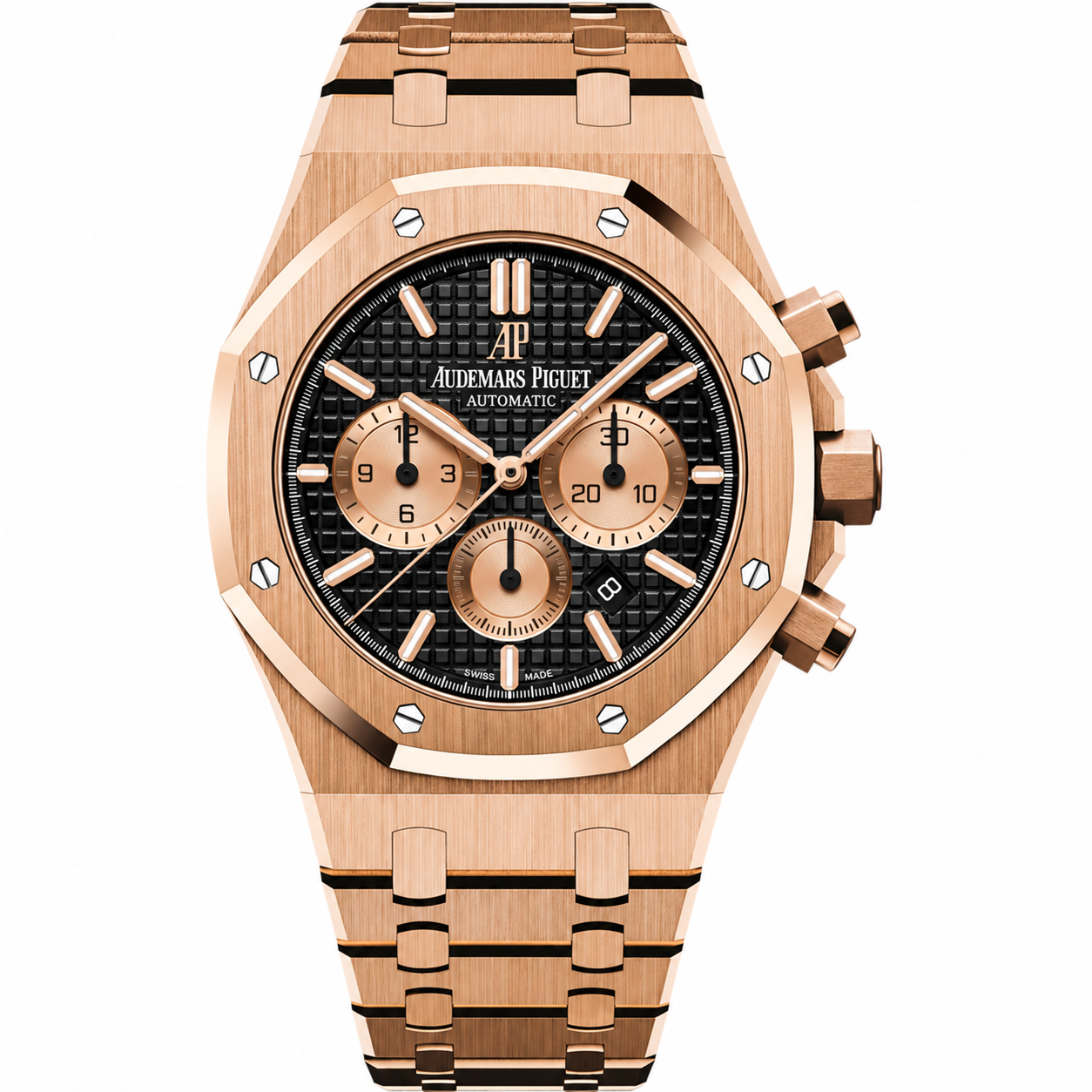 Rose Gold Chronograph on Black Dial