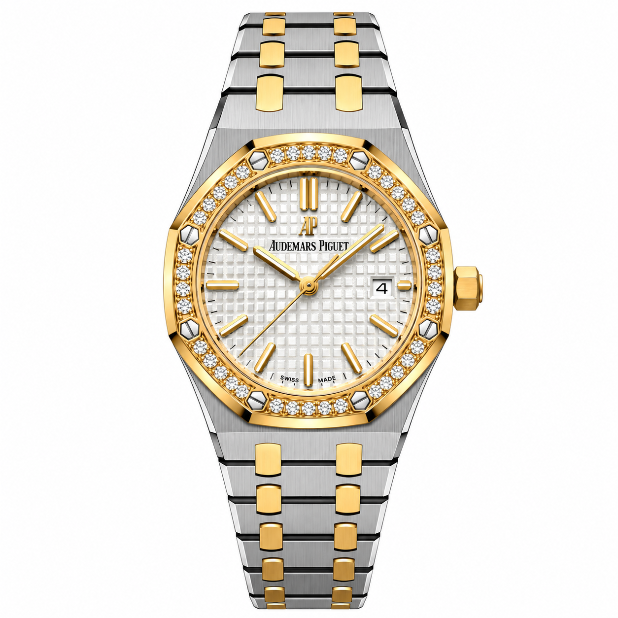 Two Tone Diamond Royal Oak Watch 5