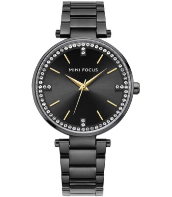 mf0031l 02 mini focus watch women black dial stainless steel strap crystals