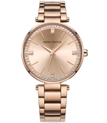 mf0031l 04 mini focus watch women rose gold dial stainless steel strap crystals