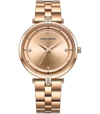 mf0120l 01 mini focus watch women rose gold dial stainless steel strap