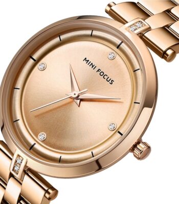 mf0120l 01 mini focus watch women rose gold dial stainless steel strap 2