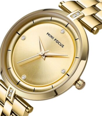 mf0120l 04 mini focus watch women gold dial stainless steel strap 2