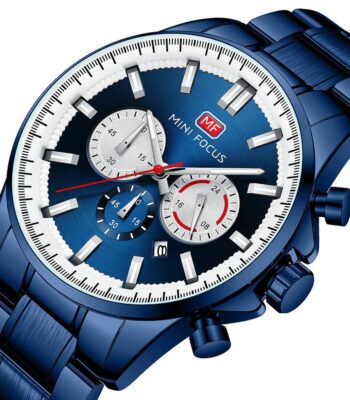 mf0469g 05 mini focus watch men chronograph blue dial stainless steel strap 2