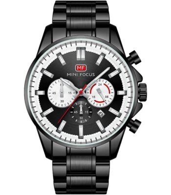 mf0469g 06 mini focus watch men chronograph black dial stainless steel strap