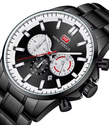 mf0469g 06 mini focus watch men chronograph black dial stainless steel strap 2